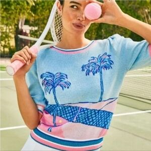 Lilly Pulitzer Perfect Match Intarsia Vivie Sweater, Ravello Blue, Size Small